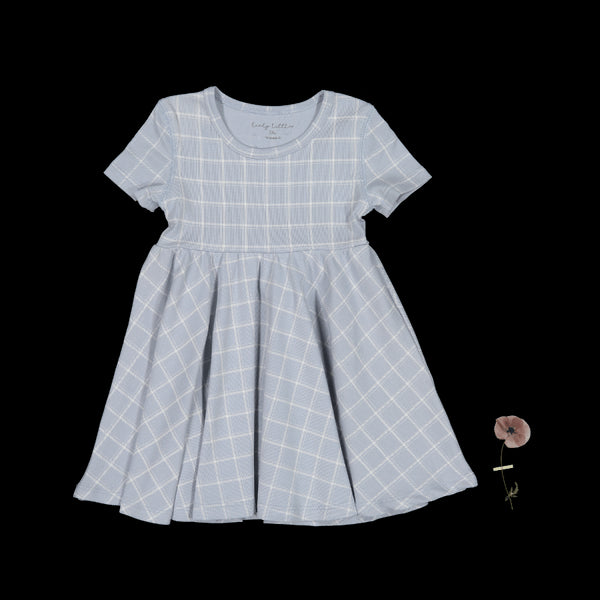 the-printed-short-sleeve-dress-blue-grid Lovely Littles - Sophia's StyleShort Sleeve Dress-1