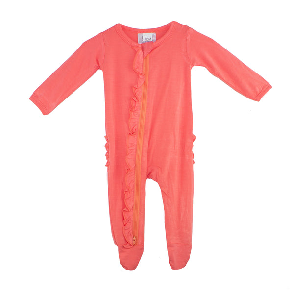 ruffle-2-way-zip-romper-bright-coral Presley Couture at Sophia's Style-Baby Zip Romper-1