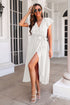 ruffled-surplice-tie-waist-slit-midi-dress Sophia's Trends - Sophia's Style-White-XL