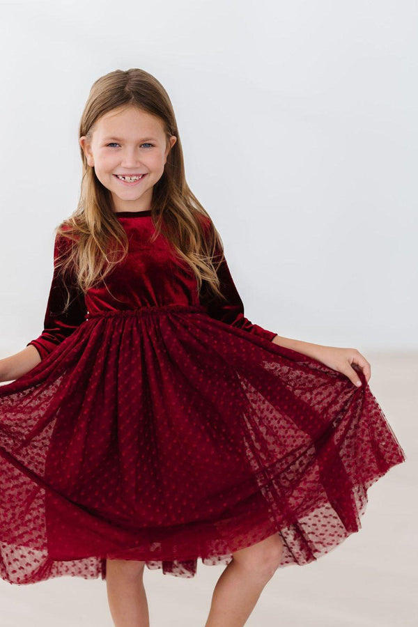 cranberry-velvet-tutu-dress Mila & Rose - Sophia's StyleVelvet Tutu Dress-1