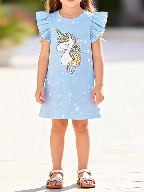 childrens-unicorn-ruffle-sleeve-casual-dress-ohso-kids-sophias-style-2