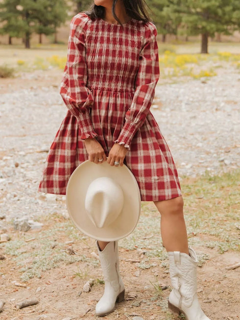 plaid-smocked-long-sleeve-mini-dress-OhSoStyled-Sophia's-Style-4