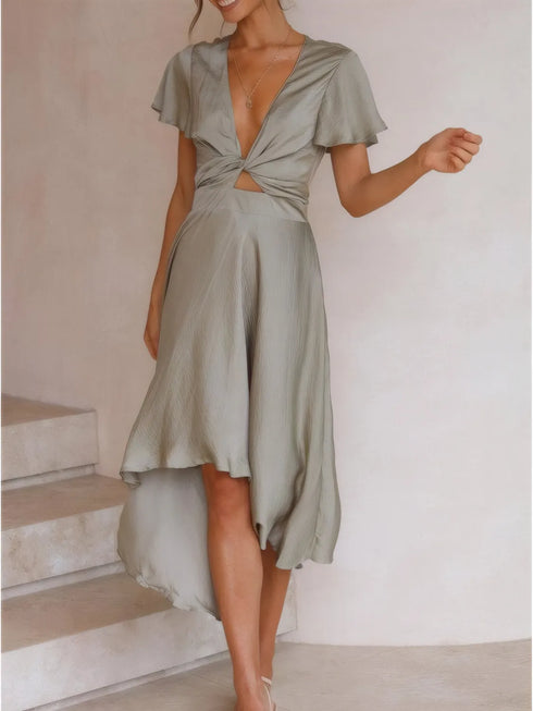 high-low-plunge-flutter-sleeve-dress OhSoStyled - Sophia's Style in Sage-4