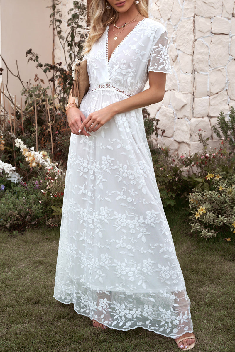 Printed Surplice Flounce Sleeve Maxi Dress main image 0