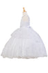 Little Girls White Bow Rhinestone Pearl Bolero Flower Girl Dress 2-6