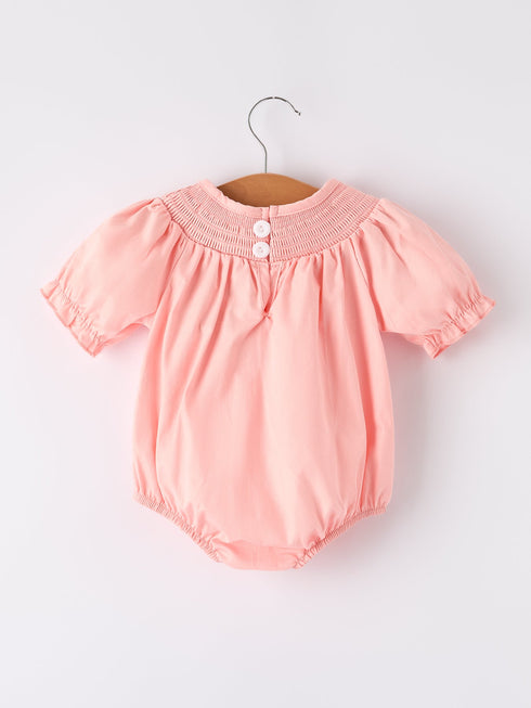girls-horse-smocking-embroidered-coral-romper-Sophia's Style--2