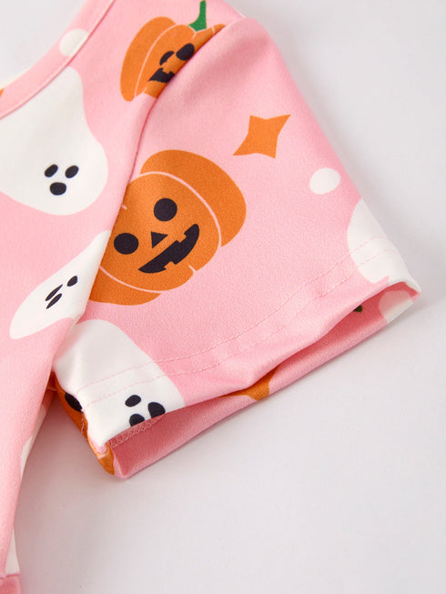 halloween-ghost-pumpkin-print-short-sleeve-dress Rylee Faith Designs - Sophia's Style-4