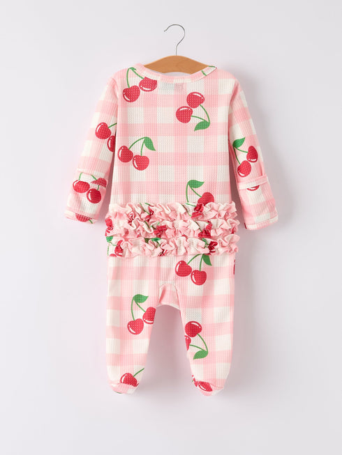 waffle-cherry-plaid-girls-romper Rylee Faith Designs - Sophia's Style-2