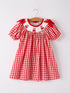 red-cherry-bow-plaid-smocking-embroidery-girls-dress Rylee Faith Designs - Sophia's StyleDress-1
