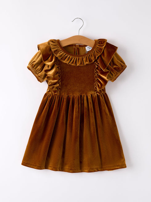 autumn-brown-velvet-girls-dress Rylee Faith Designs - Sophia's StyleDress-1