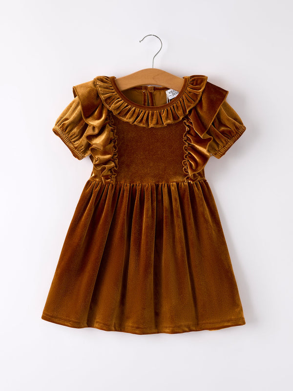 autumn-brown-velvet-girls-dress Rylee Faith Designs - Sophia's StyleDress-1