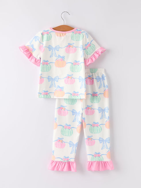 fall-halloween-thanksgiving-short-sleeve-ruffled-milk-silk-girls-pajamas Rylee Faith Designs - Sophia's Style-2