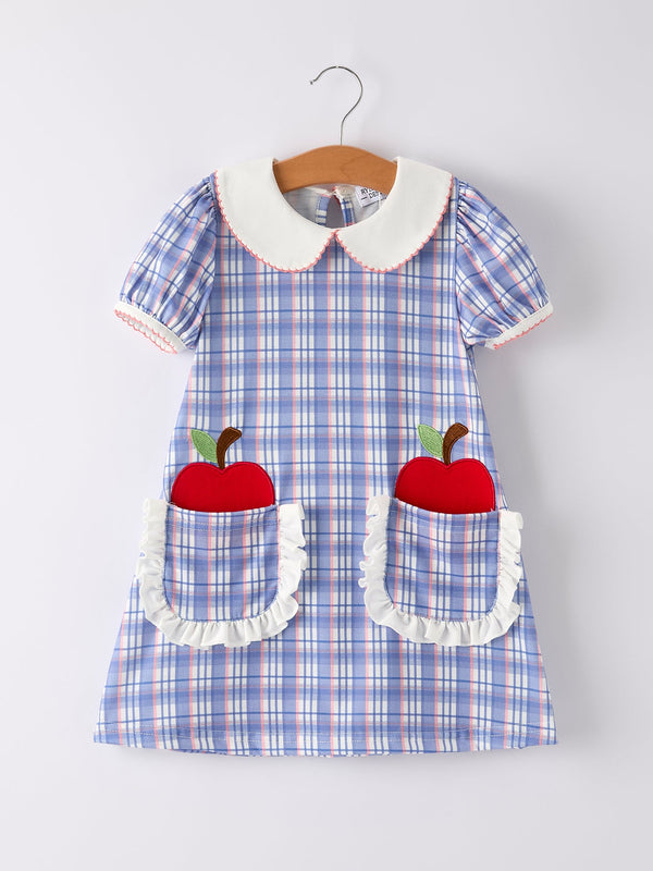 back-to-school-pocket-applique-check-girls-dress Rylee Faith Designs - Sophia's StyleDress-1