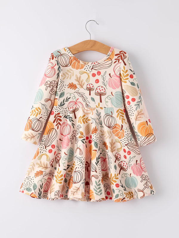 halloween-pumpkin-leaf-print-dress Rylee-Faith-Designs-Sophia's StyleDress-1