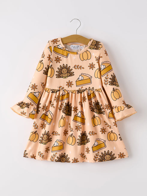 thanksgiving-day-turkey-pie-print-ruffle-sleeve-fun-dress Rylee Faith Designs - Sophia's StyleDress-1