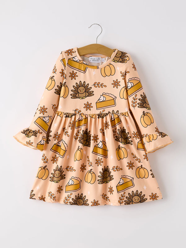 thanksgiving-day-turkey-pie-print-ruffle-sleeve-fun-dress Rylee Faith Designs - Sophia's StyleDress-1