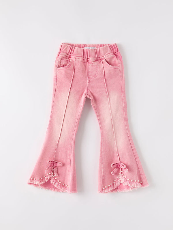 pink-flared-elastic-jeans Rylee Faith Designs - Sophia's StyleJeans-1