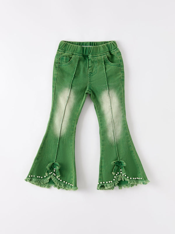 green-flared-elastic-jeans Rylee Faith Designs - Sophia's StyleJeans-1