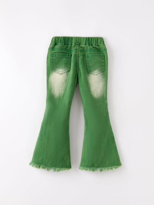 green-flared-elastic-jeans Rylee Faith Designs - Sophia's Style-2