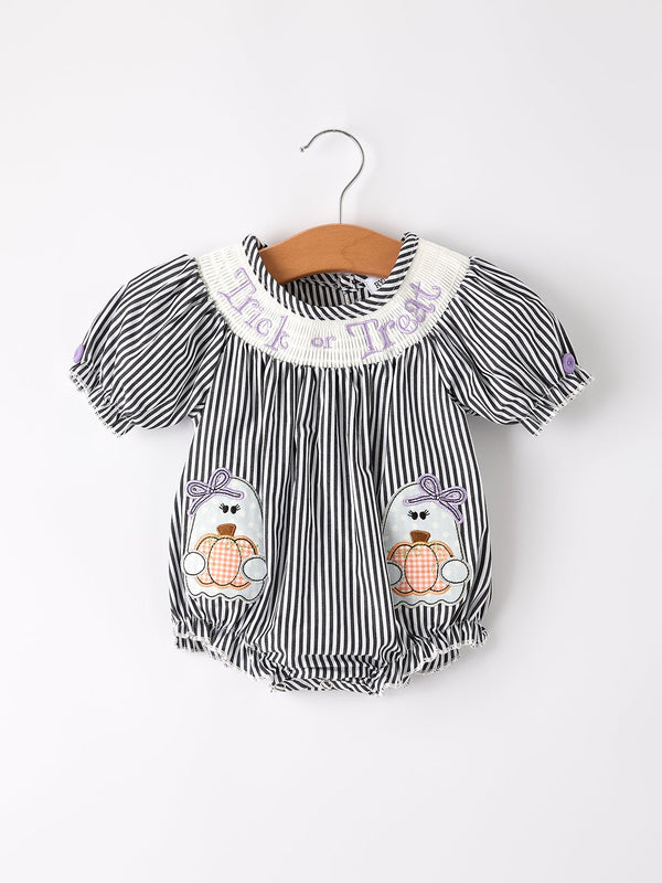 halloween-striped-trick-or-treat-smock-embroidered-baby-girl-romper Rylee-Faith-Designs-Sophia's StyleRomper-1