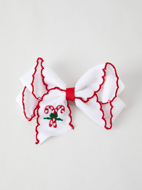 christmas-candy-cane-embroidered-bow-hair-clip Rylee Faith Designs - Sophia's StyleBows-1