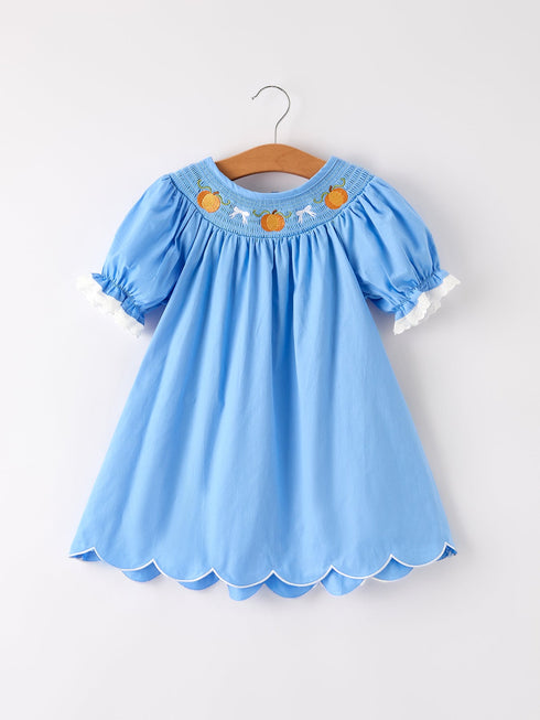 blue-fall-thanksgiving-halloween-pumpkin-smock-embroidery-lace-baby-girl-dress Rylee-Faith-Designs-Sophia's StyleDress-1