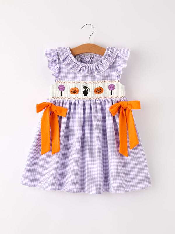 fall-halloween-purple-balloon-pumpkin-cat-smock-embroidery-baby-girl-dress Rylee-Faith-Designs-Sophia's StyleDress-1