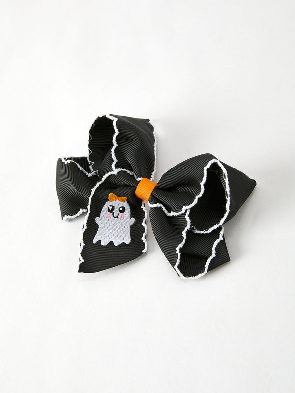 halloween-ghost-embroidered-black-bow-hairpin-Sophia's Style-Bows-1