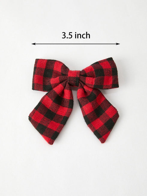 winter-christmas-plaid-bow-hair-clip-Sophia's Style-Accessories-1