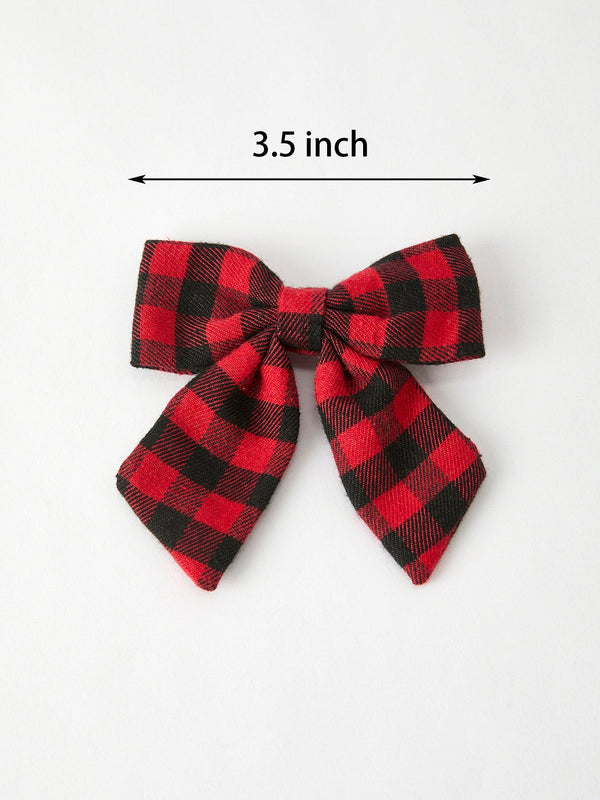 winter-christmas-plaid-bow-hair-clip-Sophia's Style-Accessories-1