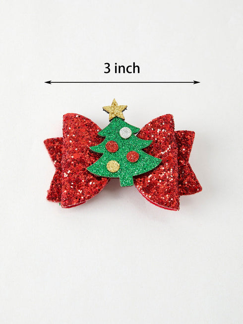 winter-christmas-tree-sequin-bow-hair-clip-Sophia's Style--2