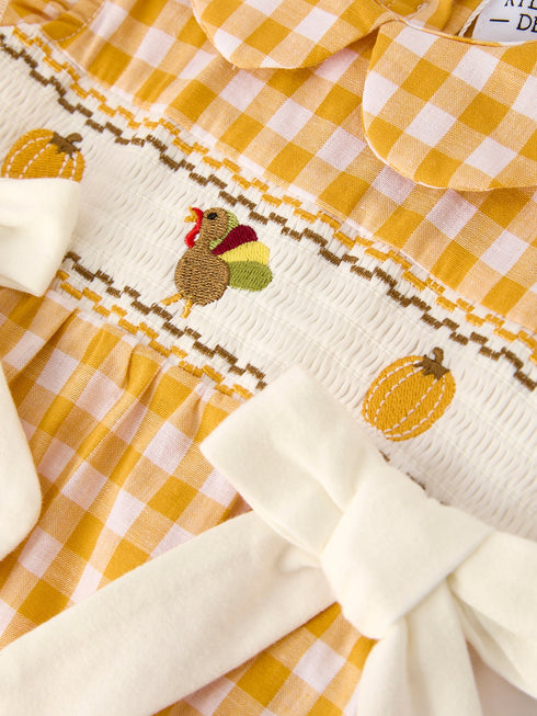 autumn-thanksgiving-yellow-plaid-turkey-pumpkin-embroidery-smock-girls-romper Rylee-Faith-Designs-Sophia's Style-3