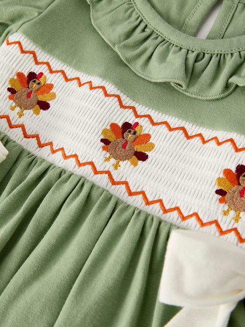fall-thanksgiving-chicken-smock-embroidered-green-baby-girl-dress Rylee-Faith-Designs-Sophia's Style-3