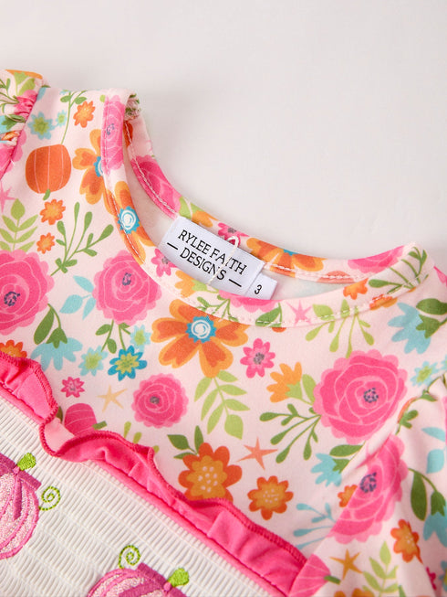 autumn-halloween-thanksgiving-pumpkin-embroidery-smock-floral-girls-dress Rylee Faith Designs - Sophia's Style-3