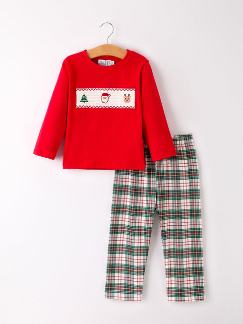 christmas-plaid-smocking-embroidered-boys-set Rylee Faith Designs - Sophia's StyleOutfit-1