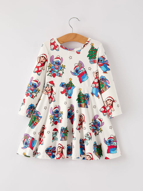 winter-christmas-tree-character-print-girls-long-sleeve-casual-dress Rylee Faith Designs - Sophia's Style-2