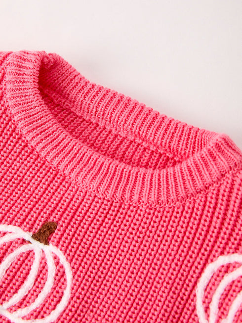 fall-girls-thanksgiving-halloween-pumpkin-pink-pullover-sweater Sophia's Style-3