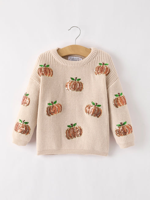 thanksgiving-halloween-pumpkin-sequin-sweater-beige-perfect-for-fall Rylee-Faith-Designs-Sophia's StyleTop-1