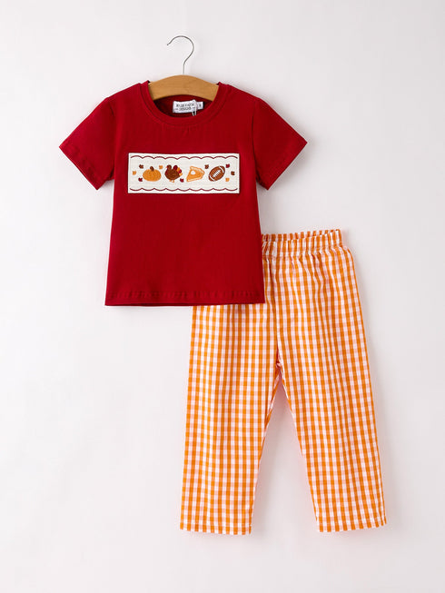 fall-embroidered-boy-set-orange-checkered-with-halloween-details Rylee-Faith-Designs-Sophia's StyleOutfit-1