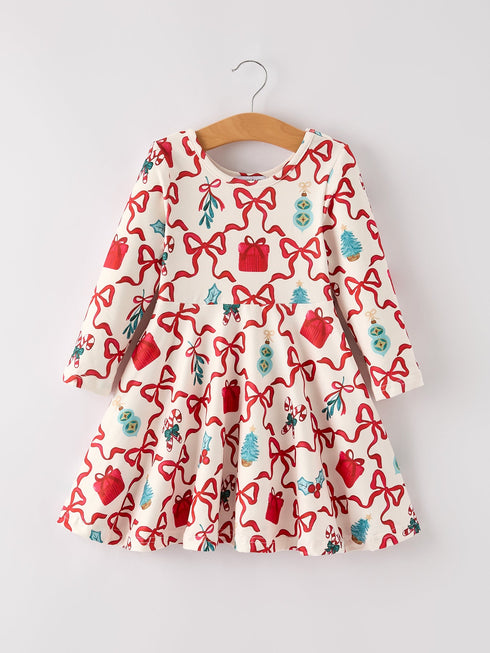 christmas-candy-cane-gift-print-girls-dress Rylee Faith Designs - Sophia's StyleDress-1