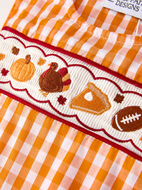fall-embroidered-romper-for-baby-boys-orange-checkered-with-halloween-details Rylee-Faith-Designs-Sophia's Style-4