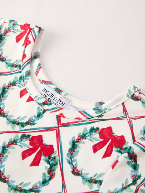 winter-christmas-wreath-bow-print-girls-dress Rylee Faith Designs - Sophia's Style-3
