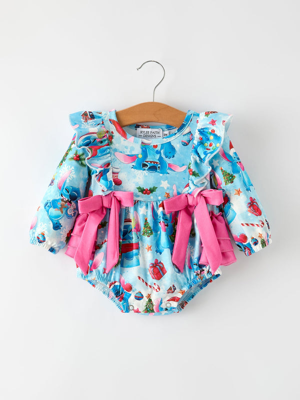 christmas-baby-girls-bow-romper-with-ruffle-detail Sophia's StyleRomper-1