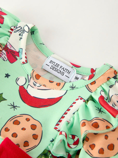 christmas-santa-and-cookie-print-baby-girls-romper-with-red-bow-detail Sophia's Style-3