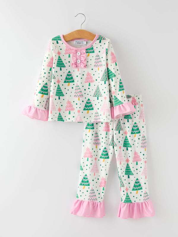christmas-tree-ruffles-girls-pajamas Rylee Faith Designs - Sophia's StylePajamas-1