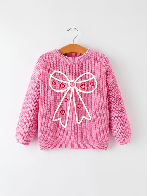 valentines-day-pink-baby-bow-sweater-cardigan-Sophia's Style-Top-1