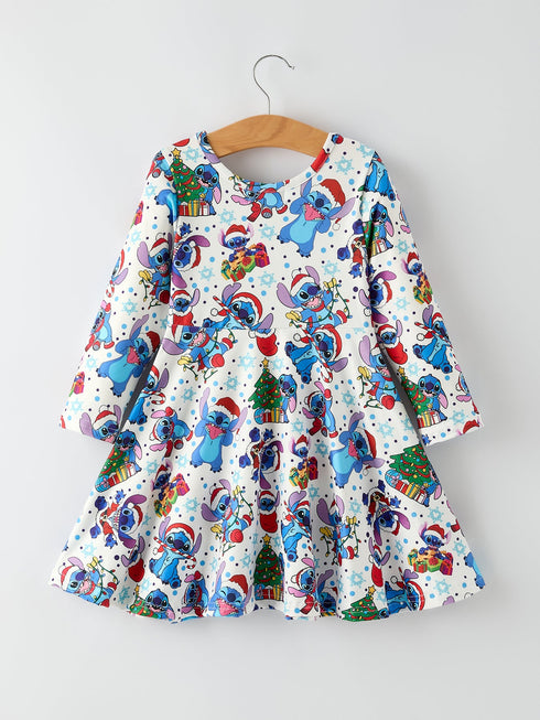 cute-christmas-tree-character-print-girls-dress-Sophia's Style--2