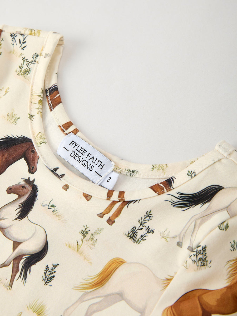 Western Horse Print Long Sleeve Dress — free download