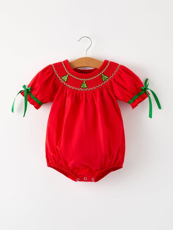 christmas-baby-romper-adorable-green-christmas-tree-embroidery - Sophia's StyleRomper-1
