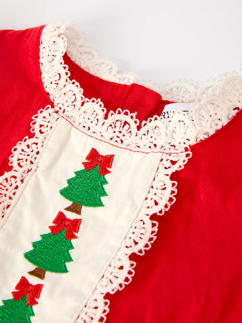 red-christmas-girls-dress-beautiful-embroidery-with-lace-trim - Sophia's Style-3